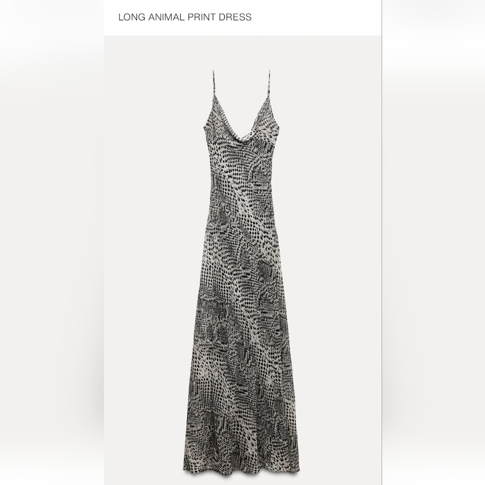 Zara Black and White Animal Print Dress